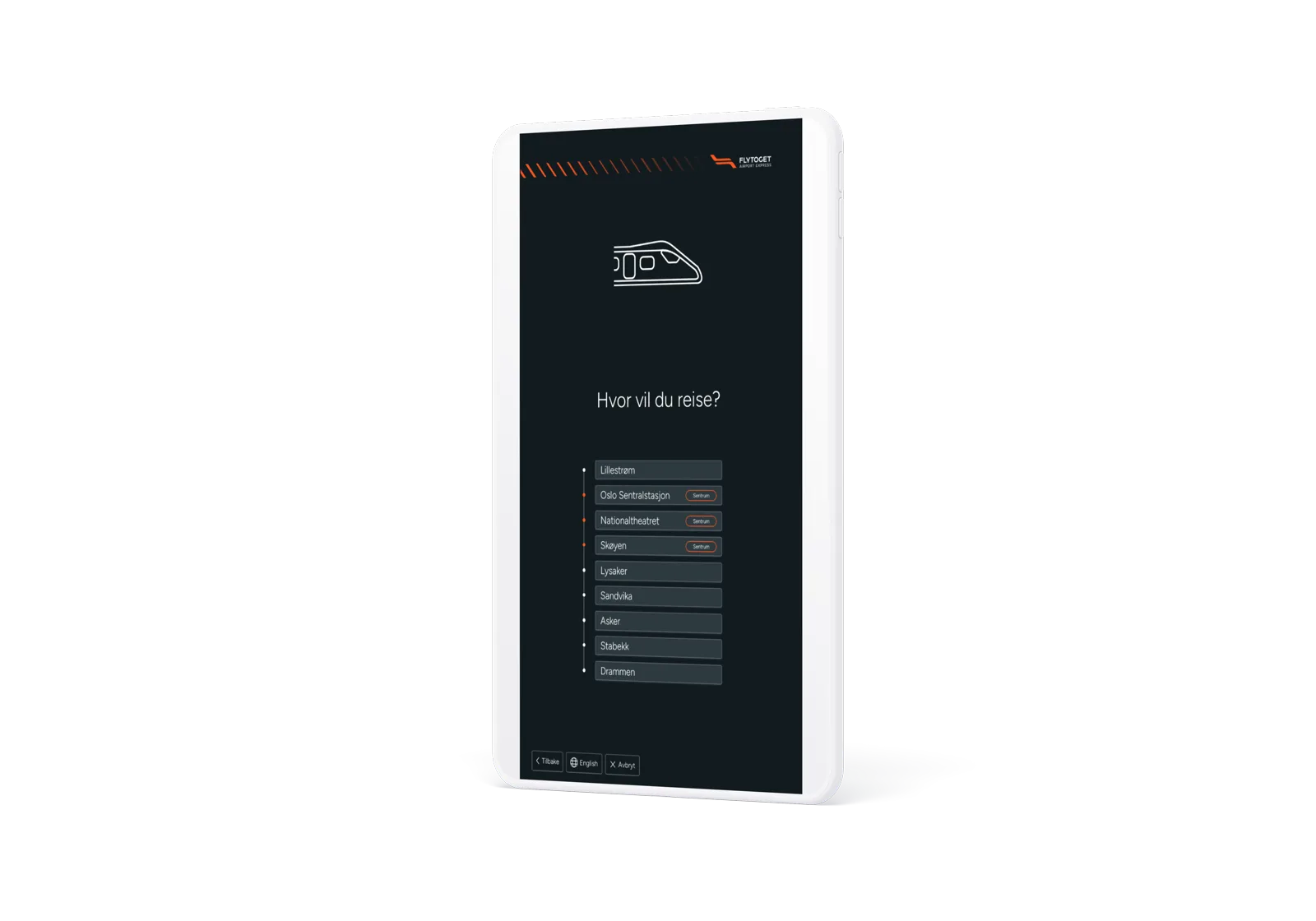 Destination selection screen