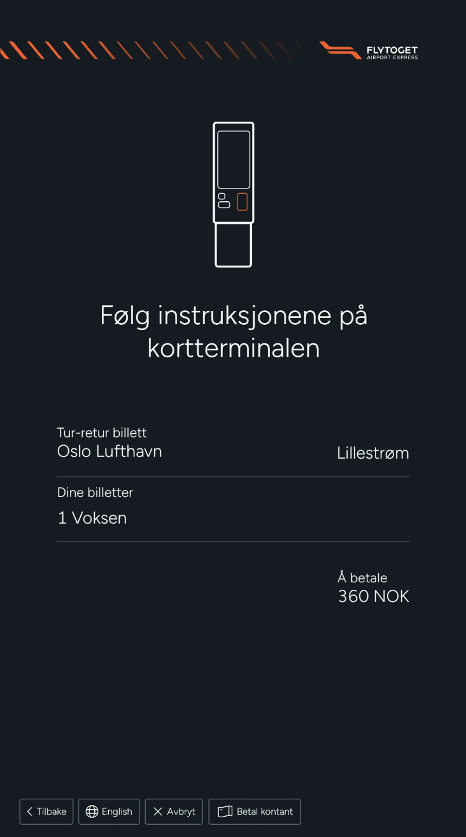 Card payment screen during a transaction